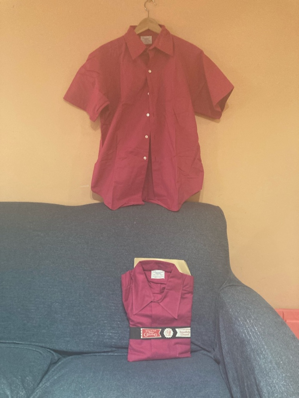 Men's Short-Sleeve Button-Down Shirt in Deep Magenta